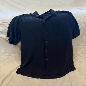 Tommy Bahama 100% Silk Black Button-up Shirt